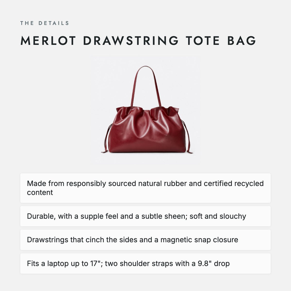 Merlot Drawstring Tote Bag, photo 4