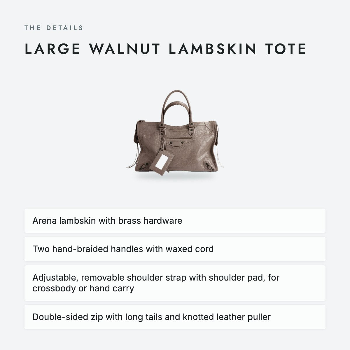 Large Walnut Lambskin Tote, photo 4