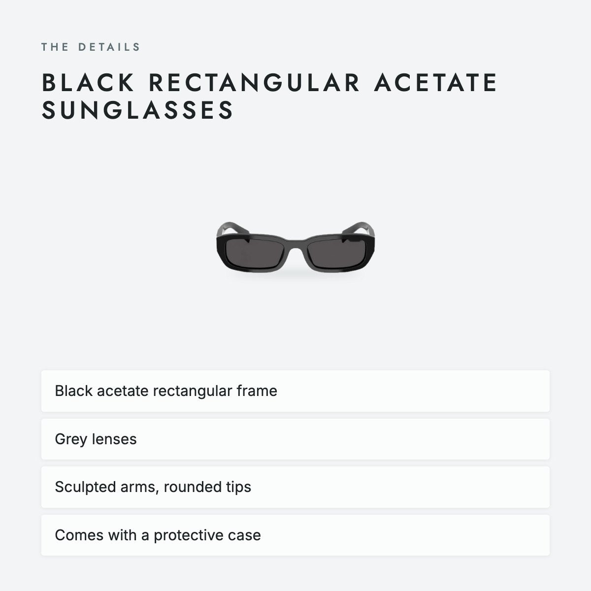 Black Rectangular Acetate Sunglasses, photo 4