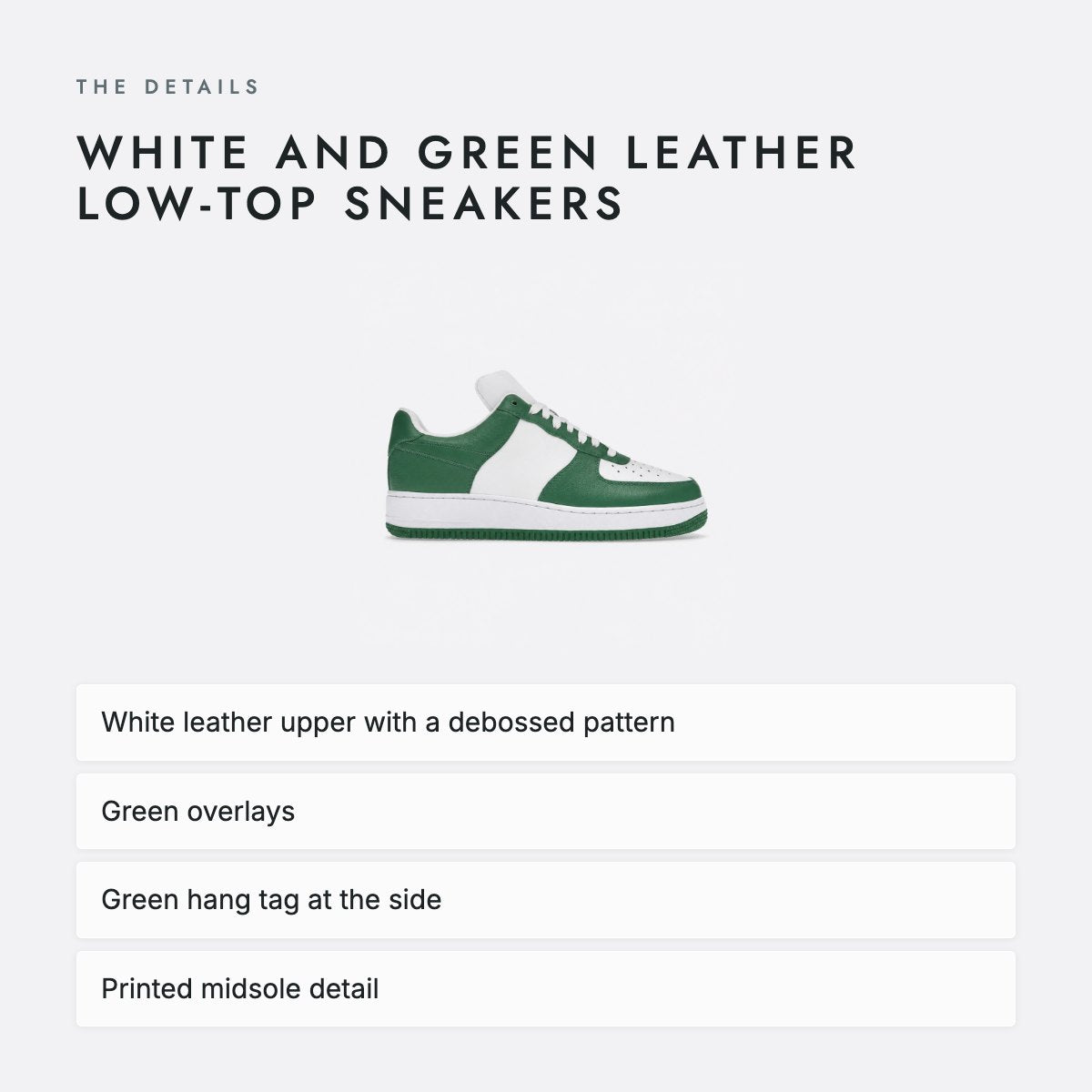 White and Green Leather Low-Top Sneakers, photo 4