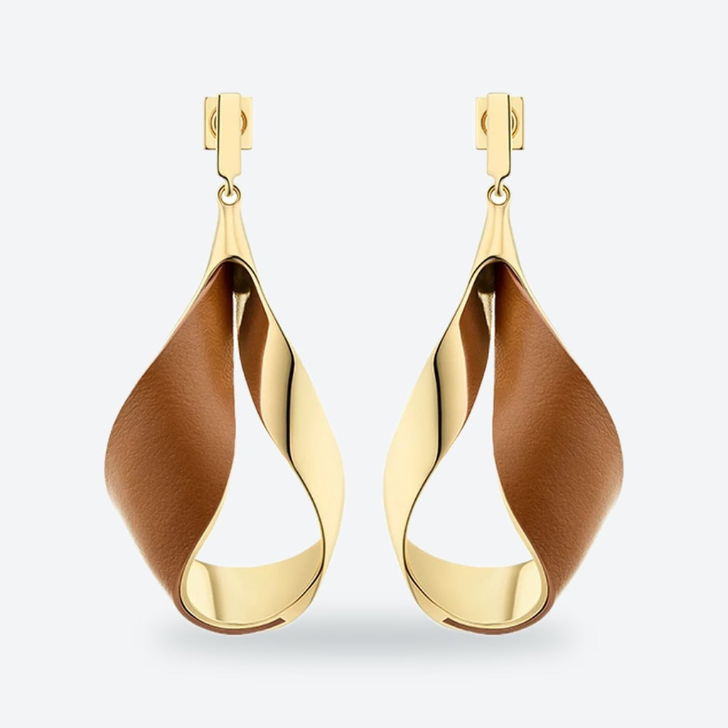 Gold Leather Earrings, photo 1