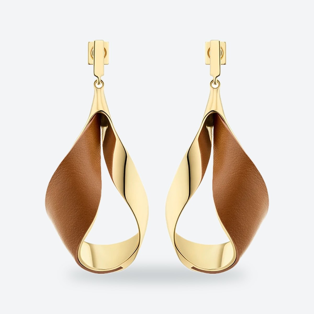 Gold Leather Earrings, photo 1