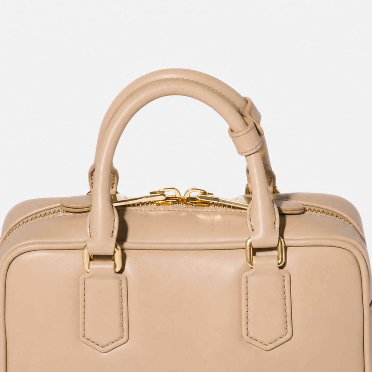 Sand Beige Padded Leather Top-Handle Bag, photo 2