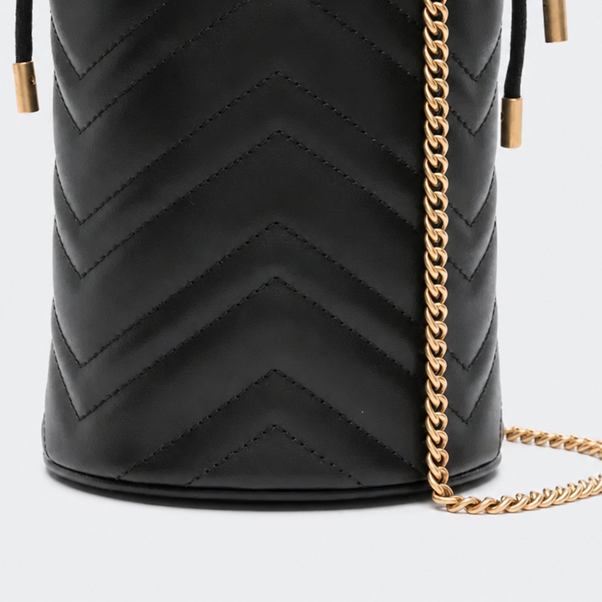 Mini Black Quilted Leather Bucket Bag with Chain Strap, photo 3