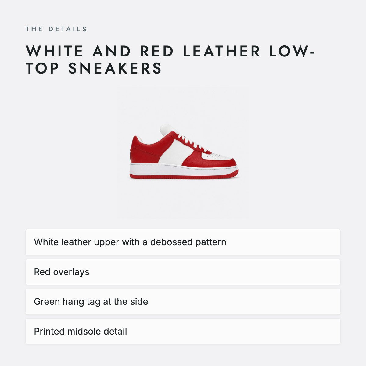 White and Red Leather Low-Top Sneakers, photo 4