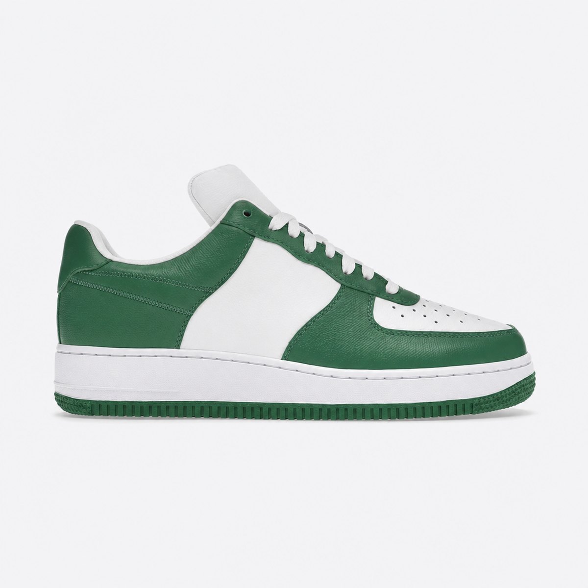 White and Green Leather Low-Top Sneakers, photo 1