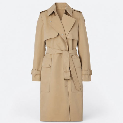 Beige Cotton Double-Breasted Trench Coat, photo 1