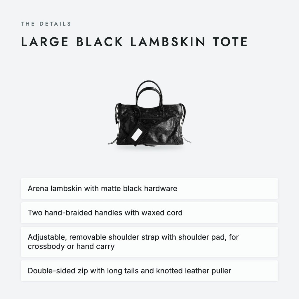 Large Black Lambskin Tote, photo 4