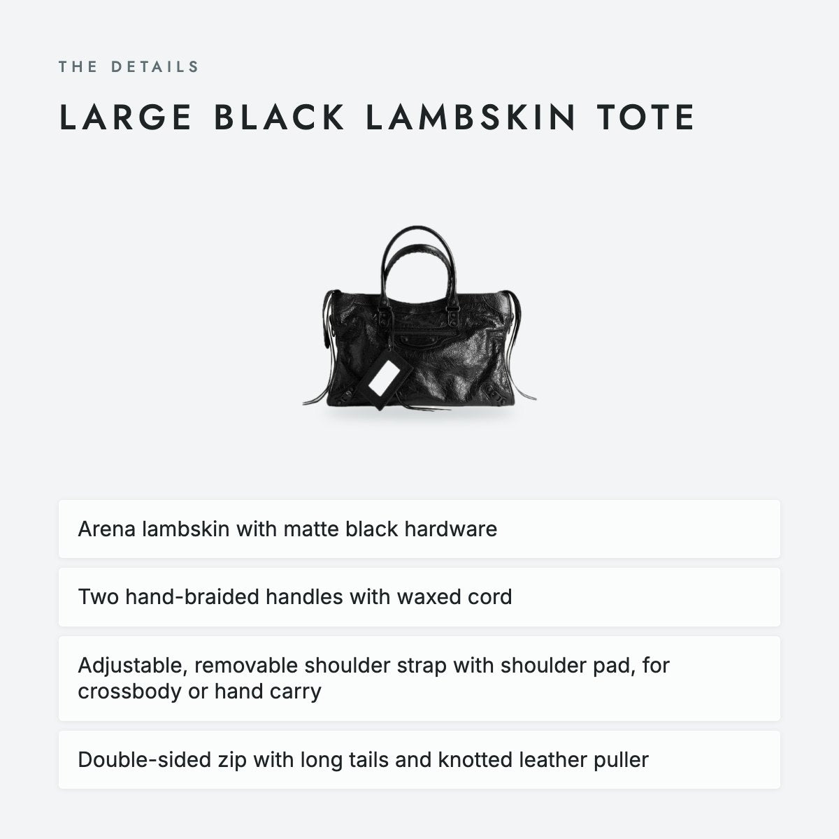 Large Black Lambskin Tote, photo 4