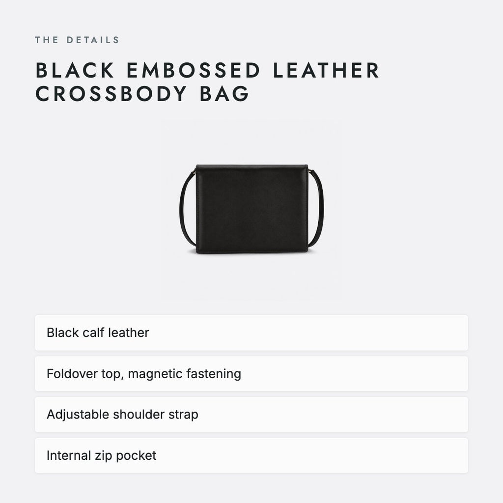 Black Embossed Leather Crossbody Bag, photo 4