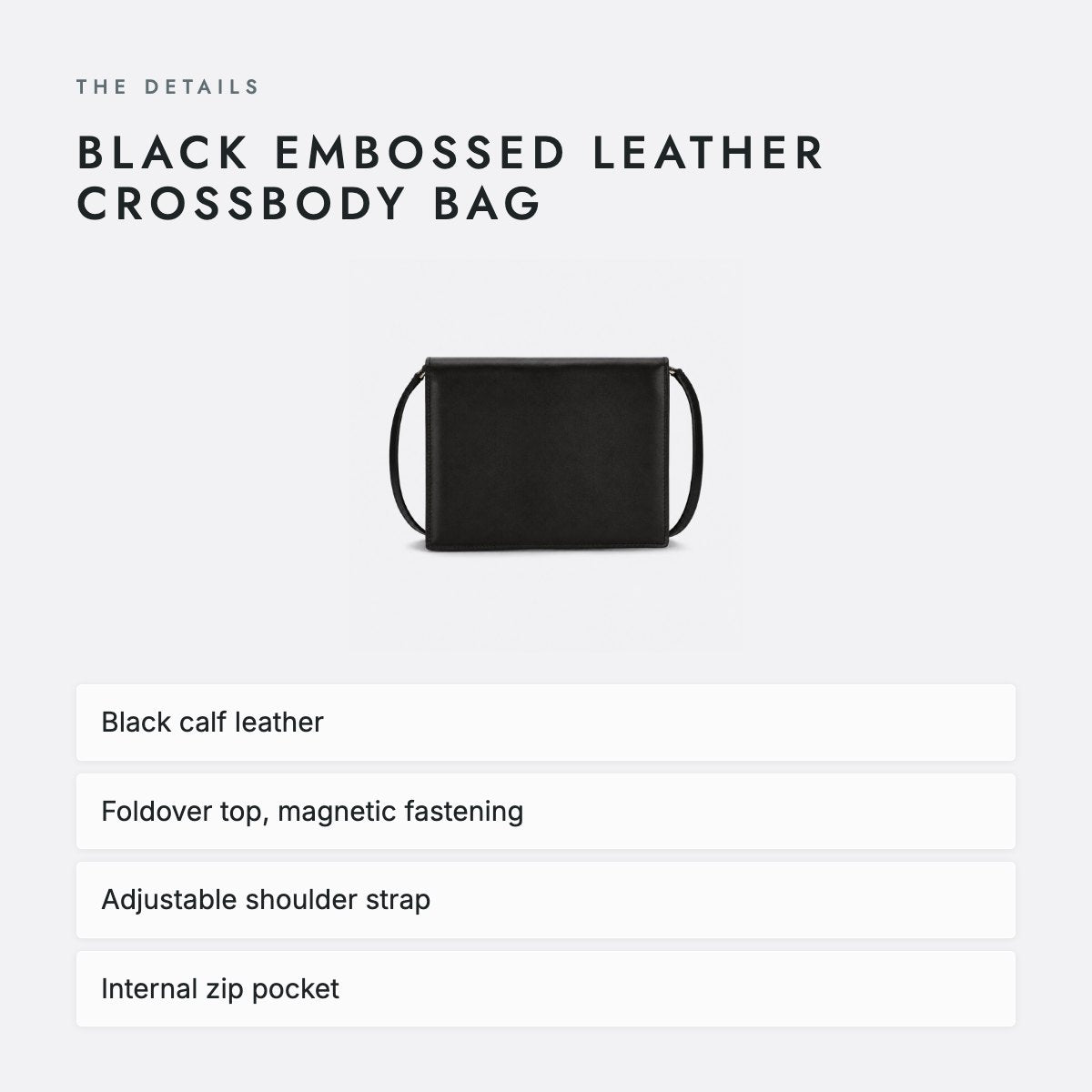 Black Embossed Leather Crossbody Bag, photo 4