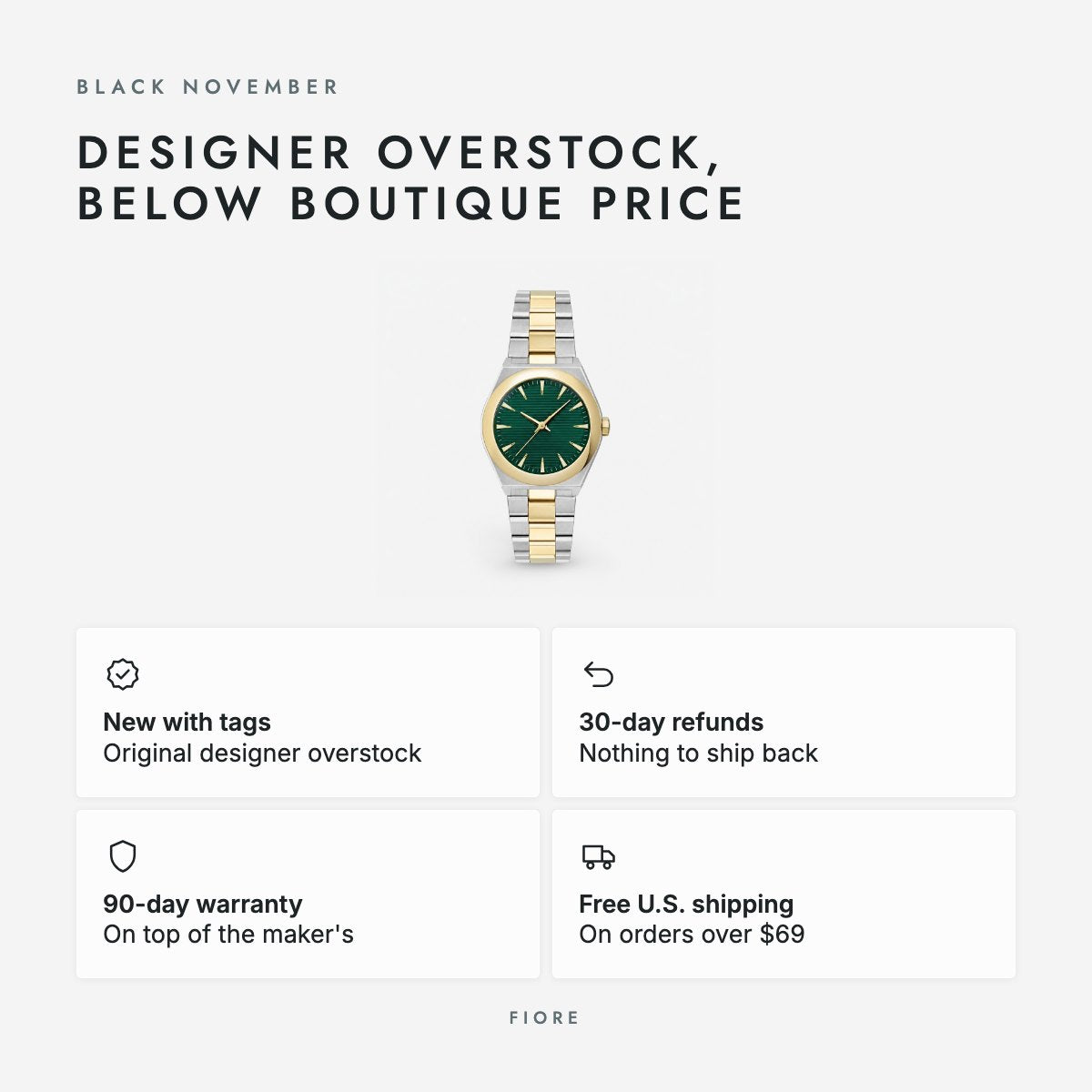 Two-Tone Stainless Steel Watch with Green Dial, photo 5