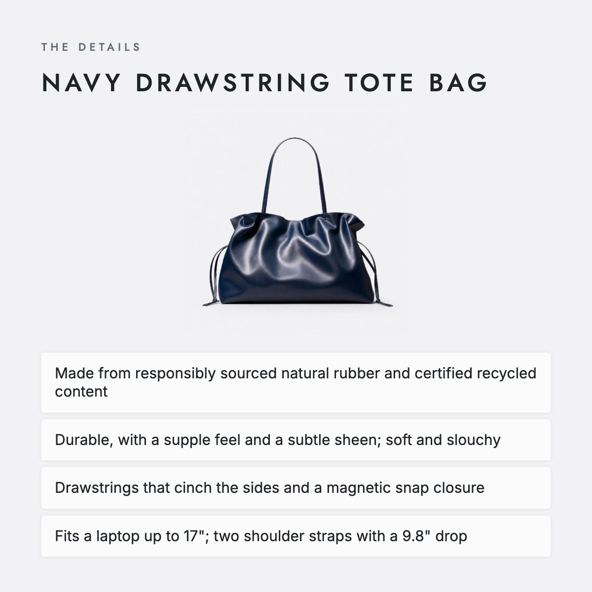 Navy Drawstring Tote Bag, photo 4