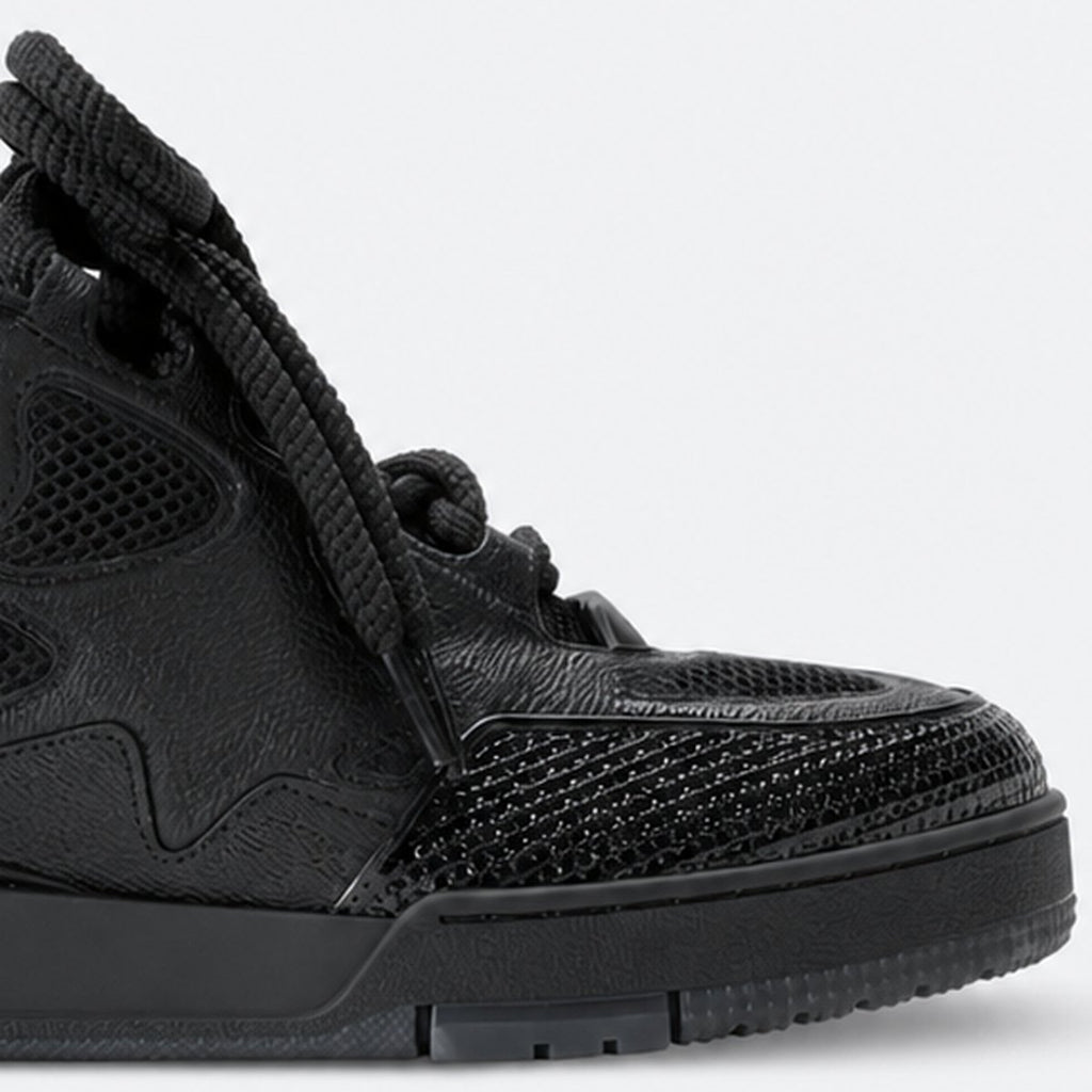 Black Grained Leather Sneakers, photo 3