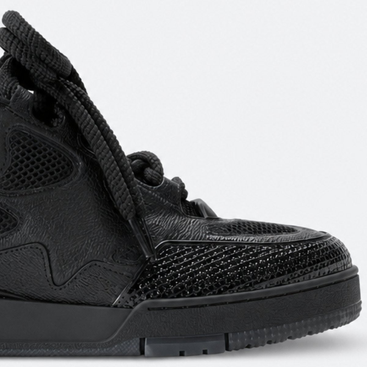Black Grained Leather Sneakers, photo 3