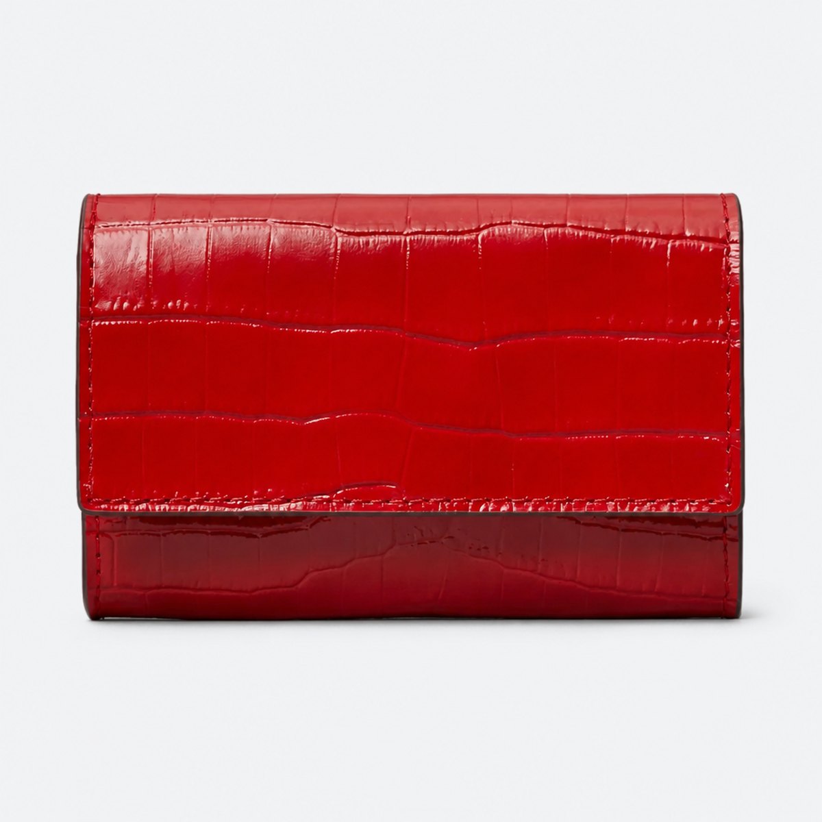 Red Croc-Embossed Leather Flap Wallet, photo 1