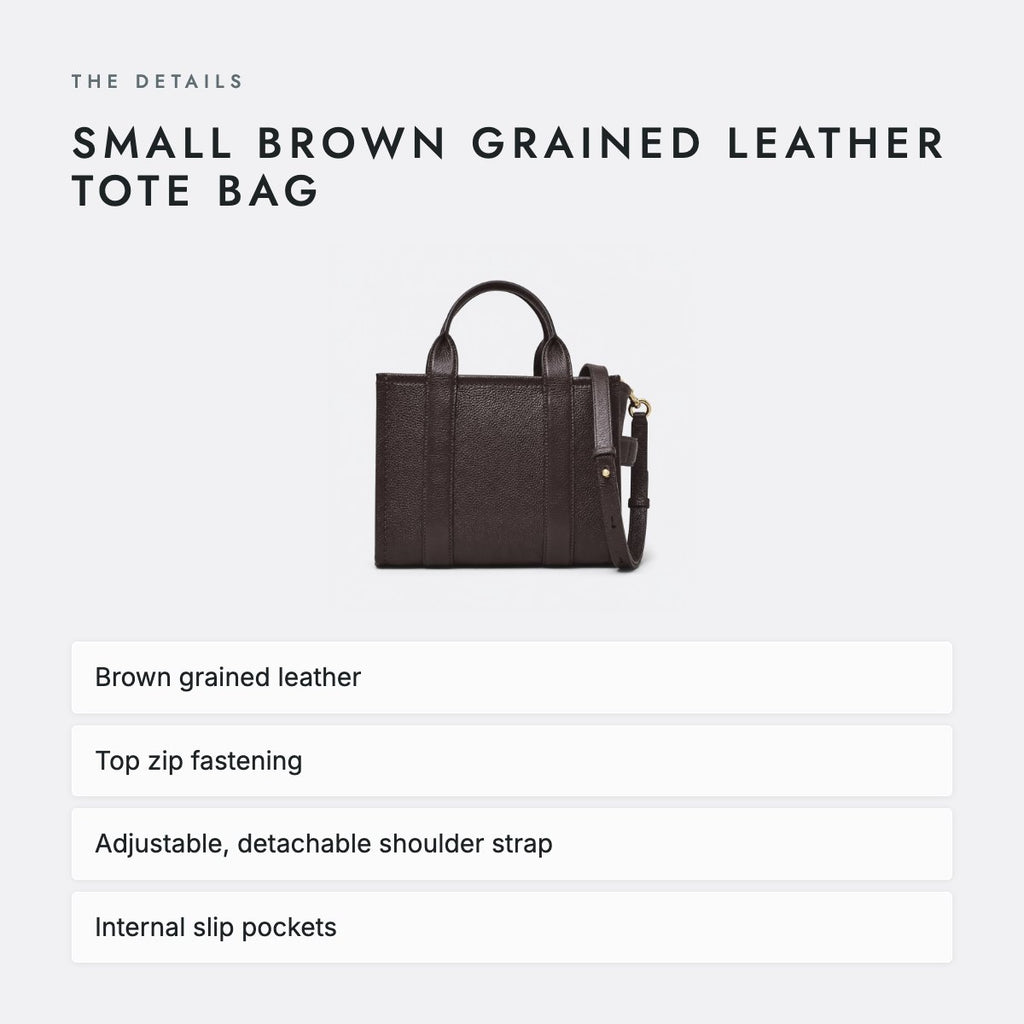 Small Brown Grained Leather Tote Bag, photo 4