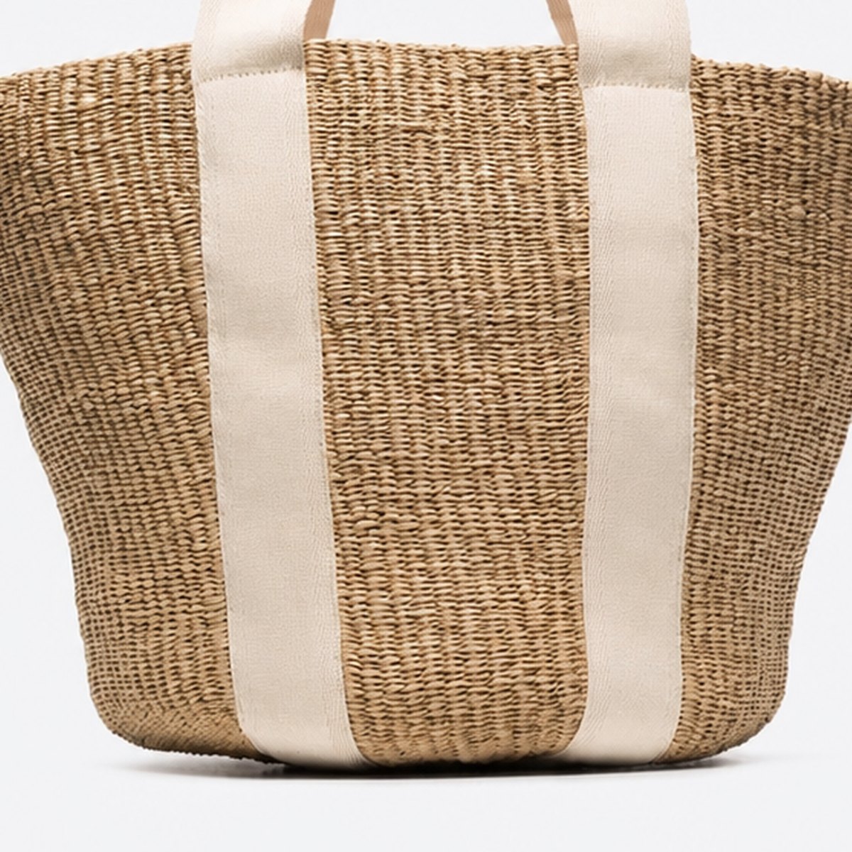 Large Woven Paper Basket Tote with Ribbon Straps, photo 3