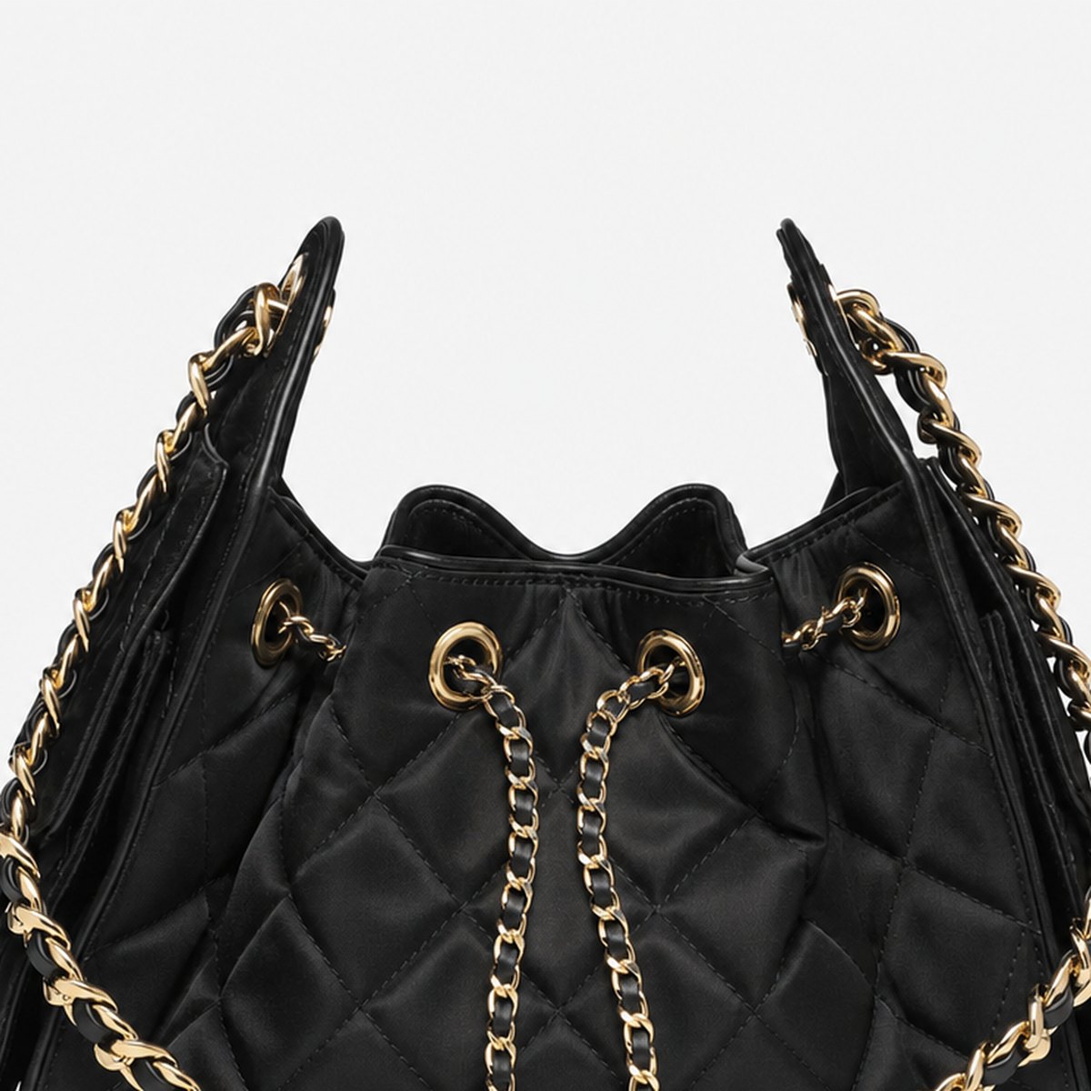 Black Quilted Nylon Mini Drawstring Bag, photo 2