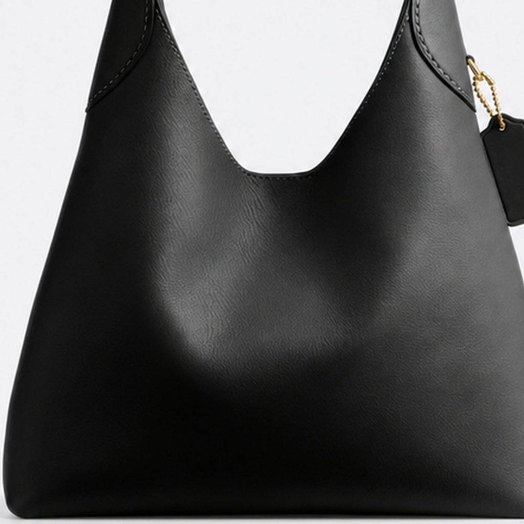 Black Grain Leather Hobo Shoulder Bag, photo 3