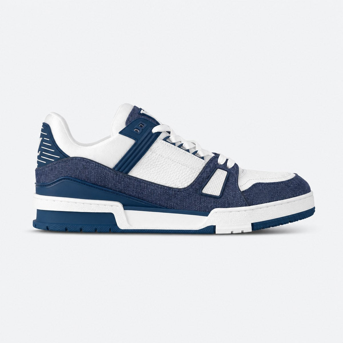 Blue Denim and Embossed Leather Sneakers, photo 1