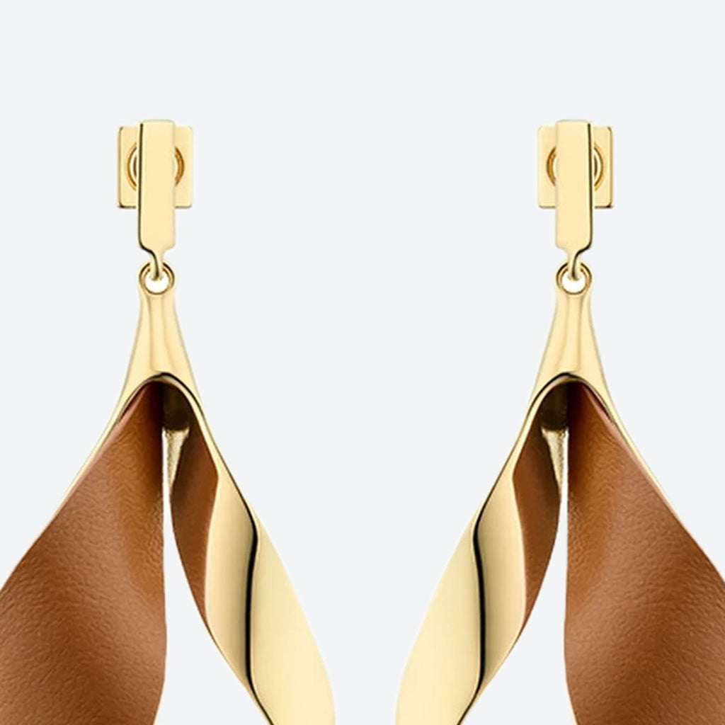 Gold Leather Earrings, photo 2