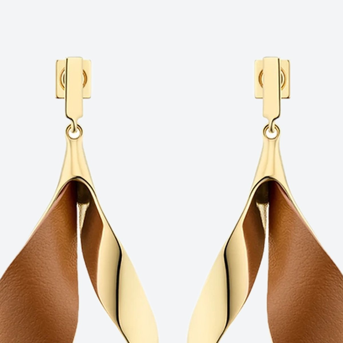 Gold Leather Earrings, photo 2