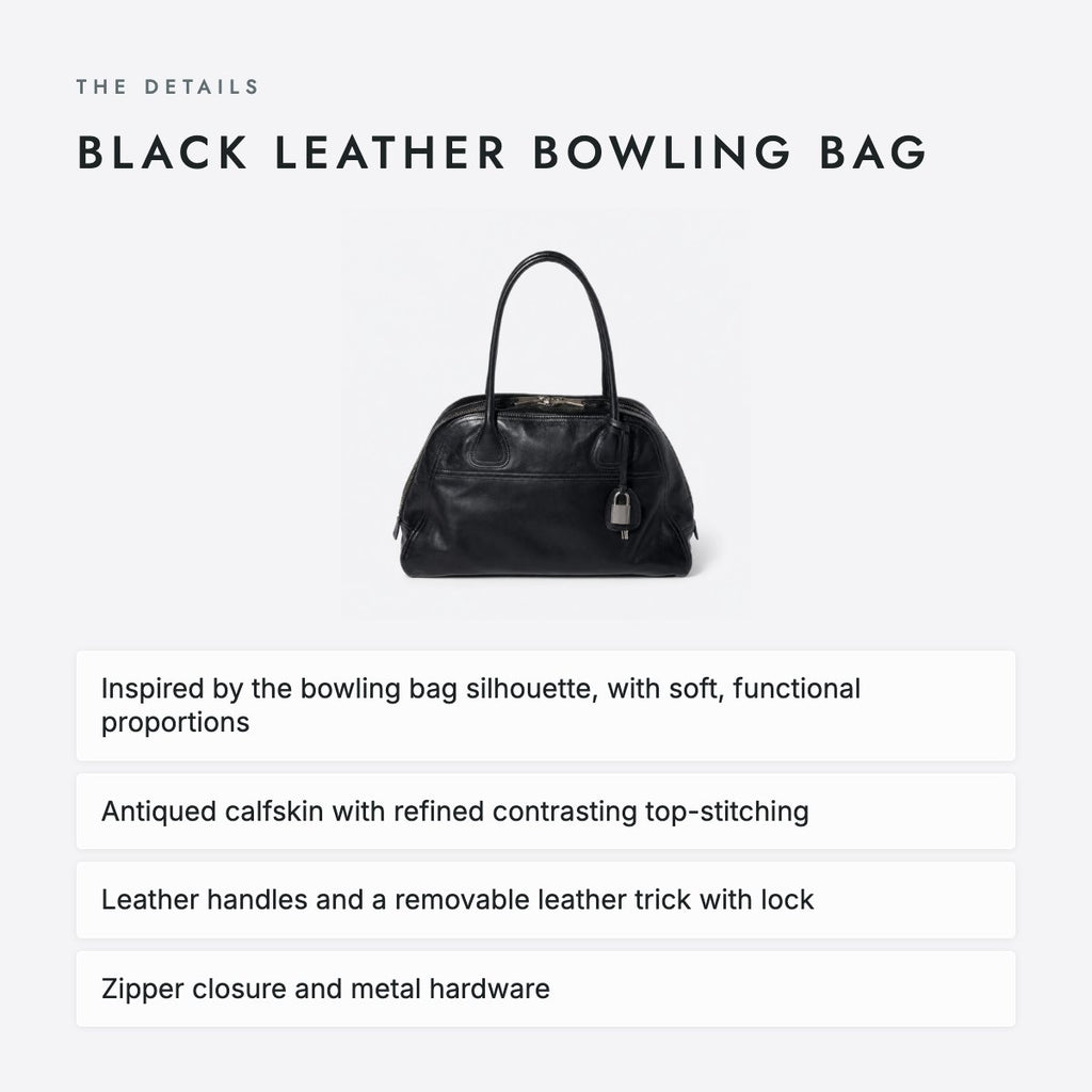 Black Leather Bowling Bag, photo 4