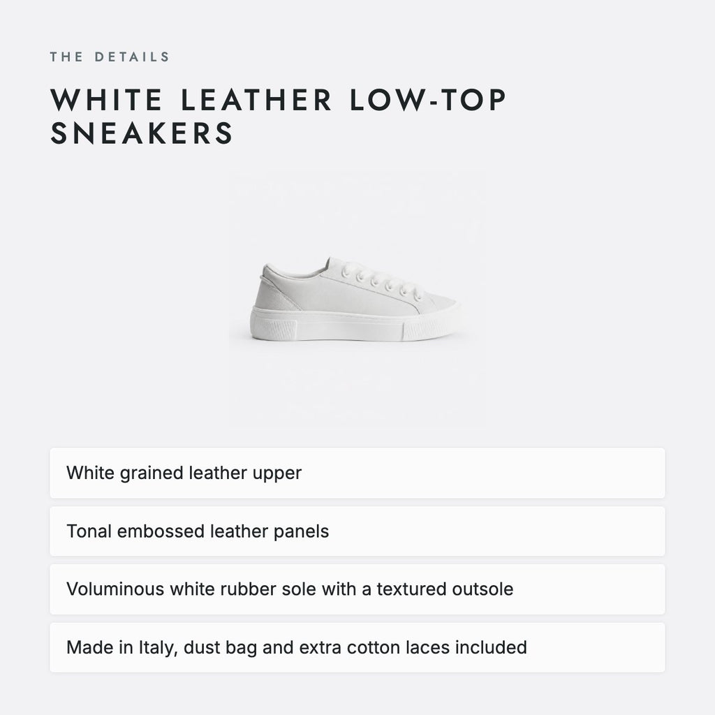 White Leather Low-Top Sneakers, photo 4