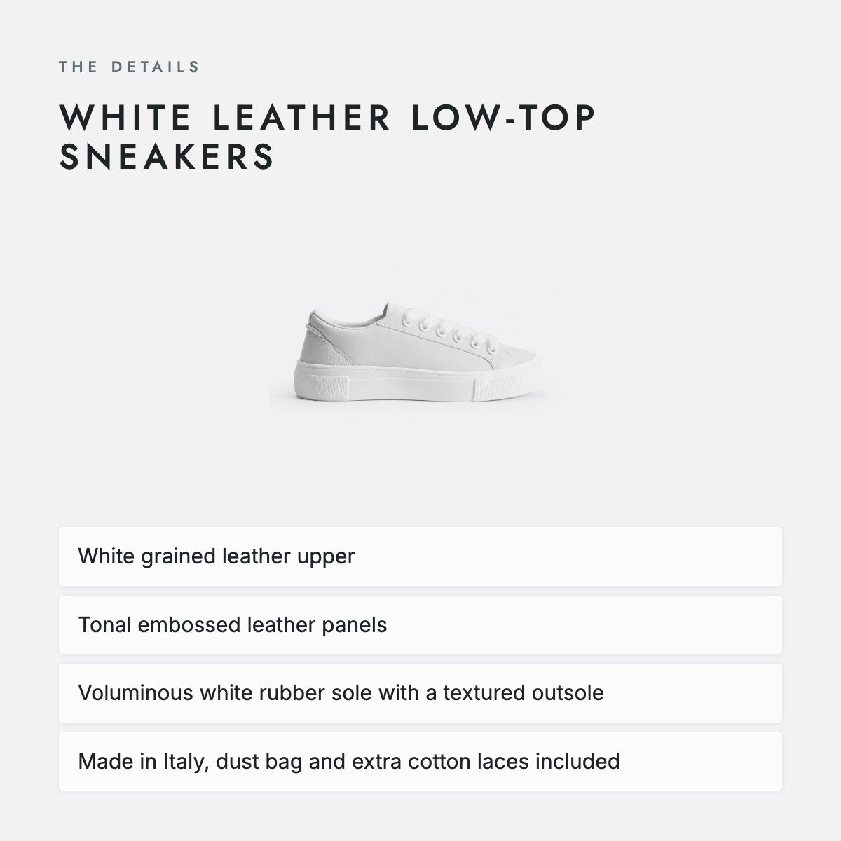 White Leather Low-Top Sneakers, photo 4