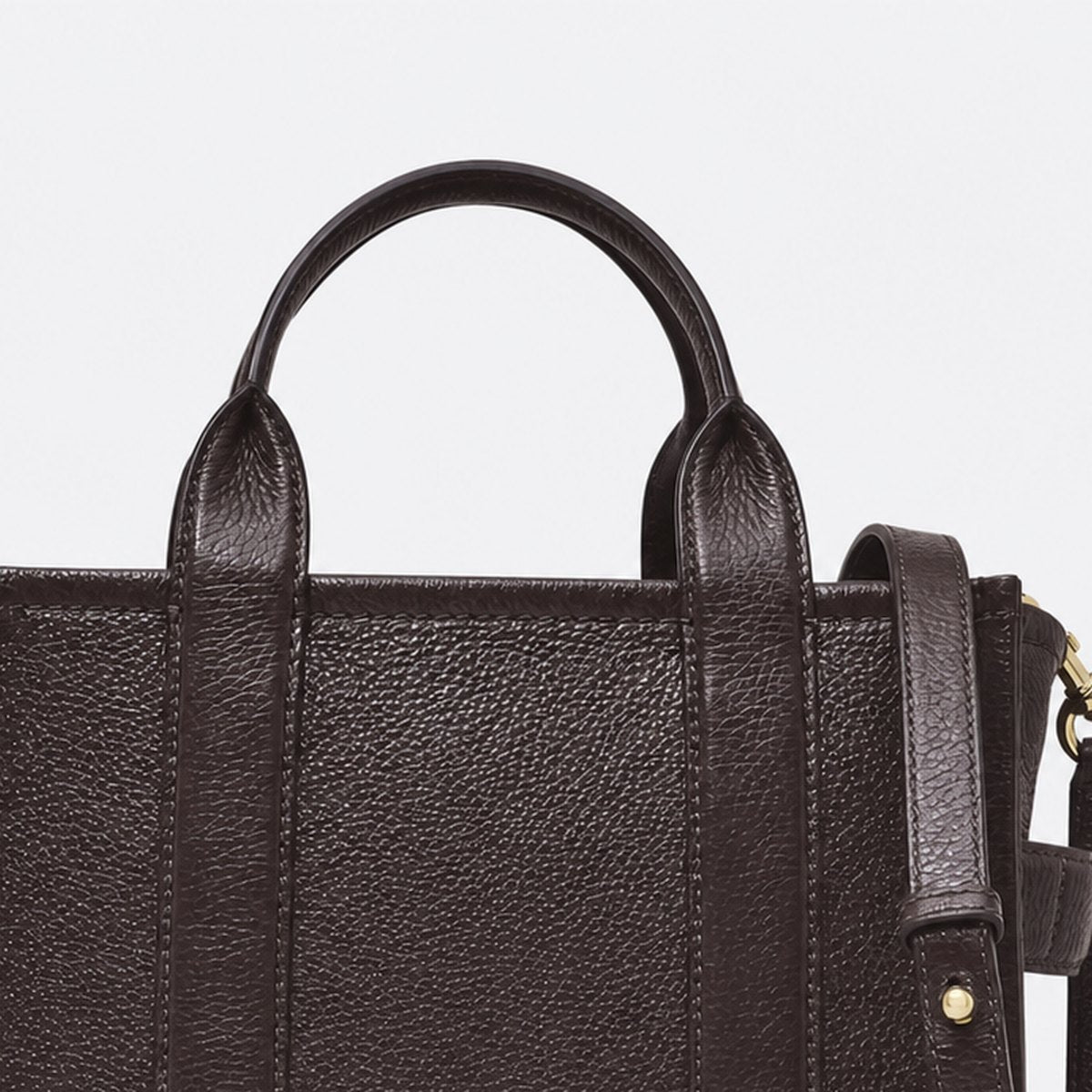 Small Brown Grained Leather Tote Bag, photo 2