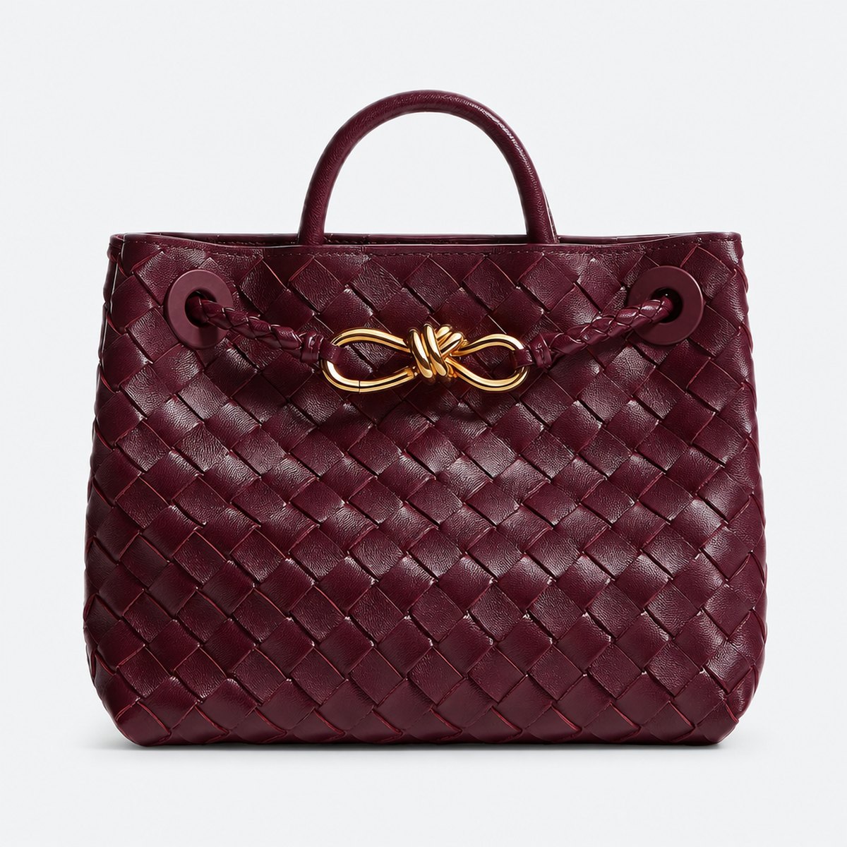 Burgundy Woven Leather Top-Handle Bag, photo 1