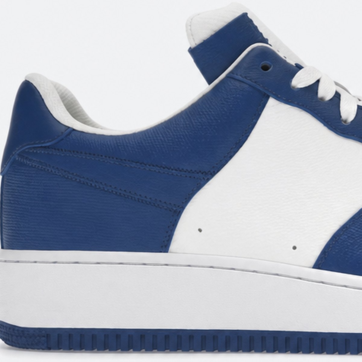 White and Blue Leather Low-Top Sneakers, photo 2