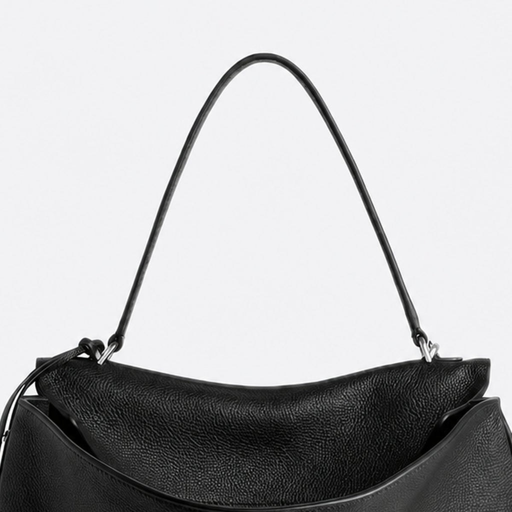 Black Grained Leather Top-Handle Bag, photo 2