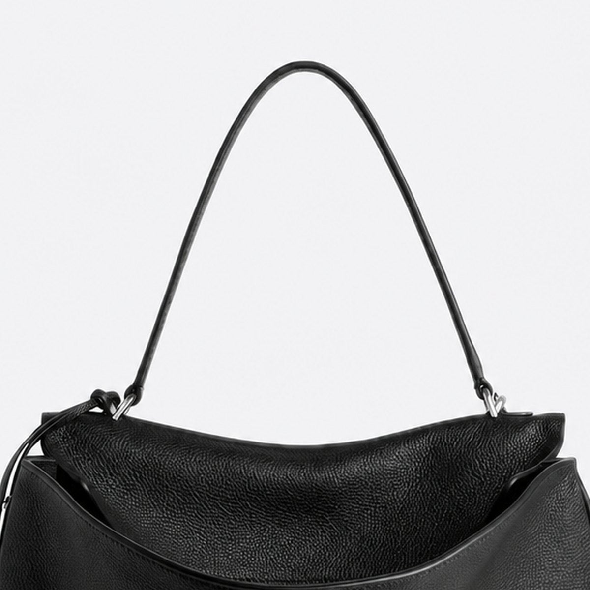 Black Grained Leather Top-Handle Bag, photo 2