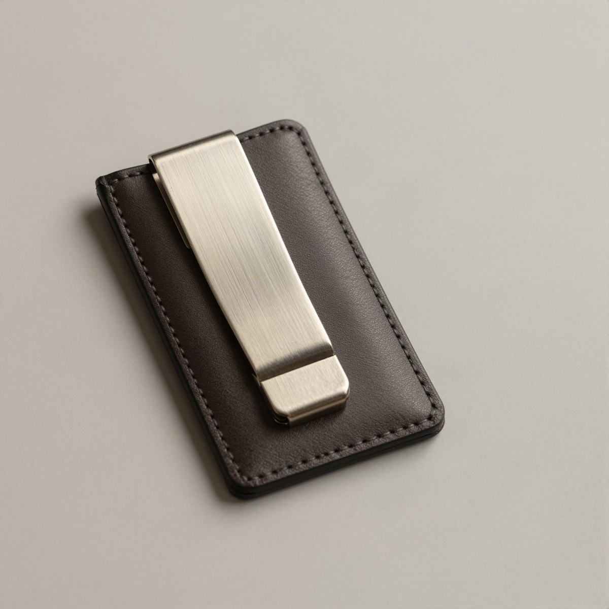 Money Clip Card Case, Brushed Steel