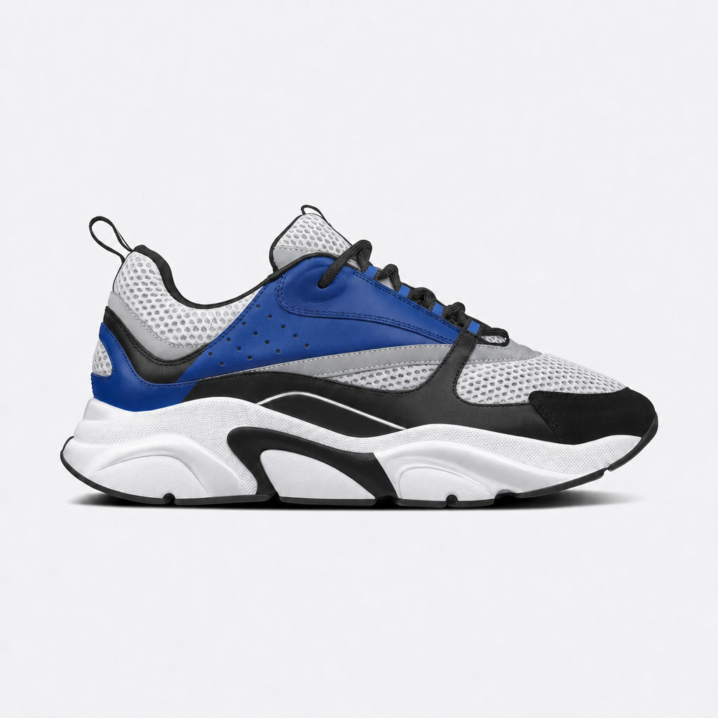 Blue / Black / Grey sneaker, side view