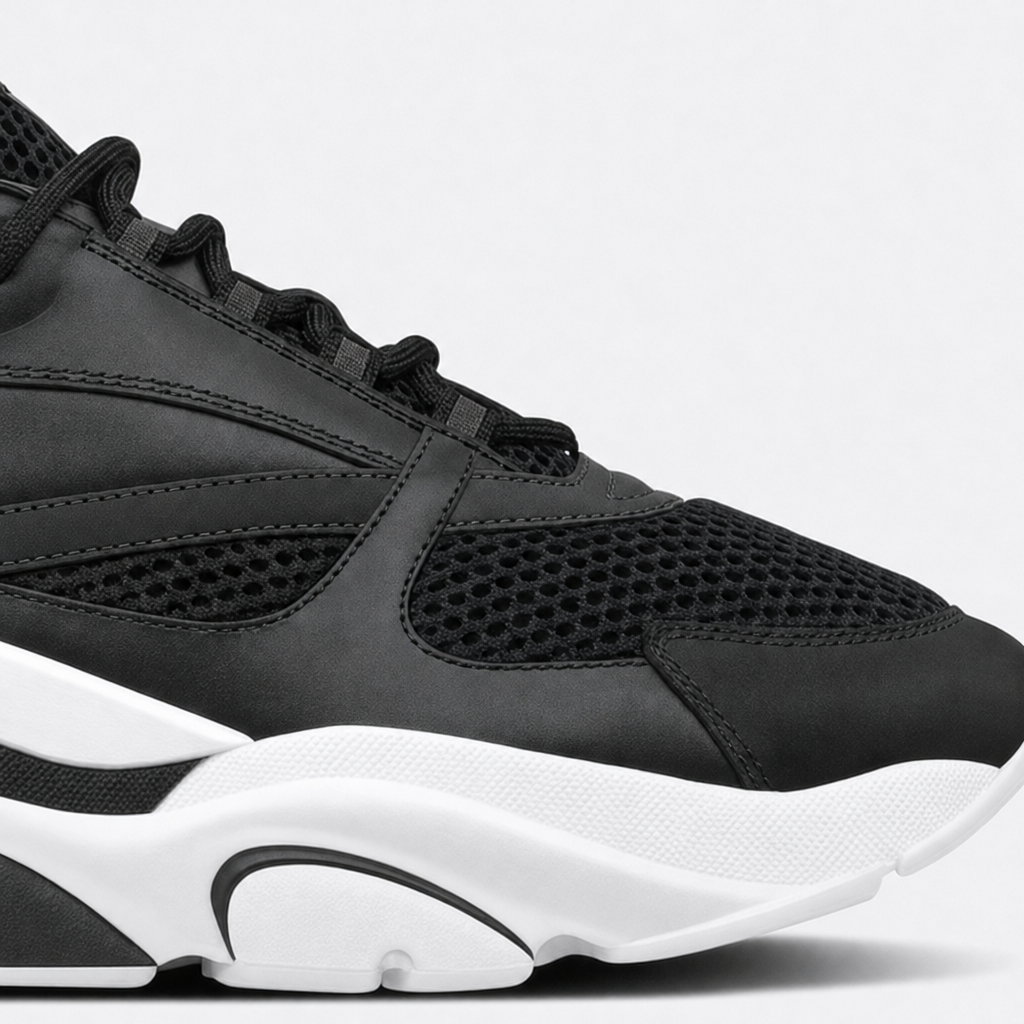 Black / White sneaker, rear view